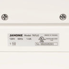 Janome sewing machine label plate, Model 767LE, 120V 60Hz 1.0A UL listed