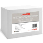 Janome HD9QCP Quilt Kit, heavy-duty sewing machine feet in a gray box with seam guide and 1/4 inch ruler foot