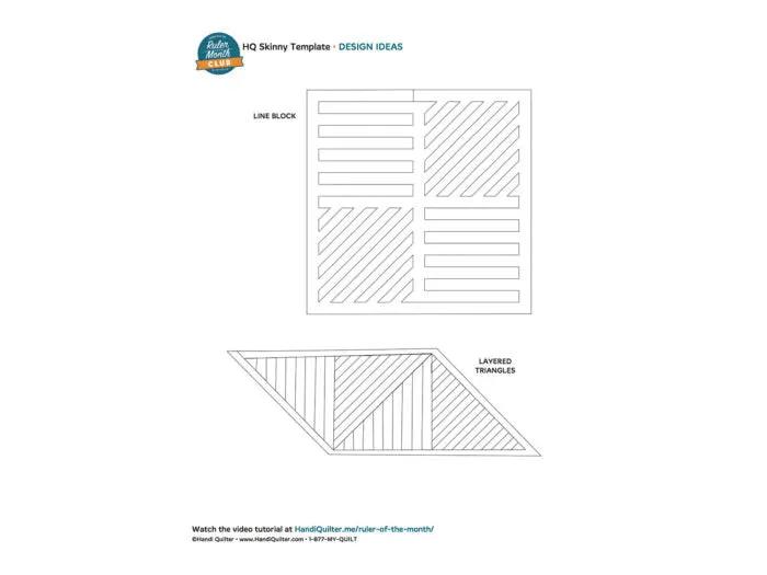 Handi Quilter Skinny Ruler quilting ruler by Sewingmachinesplus.com with line-block and layered-triangle templates.