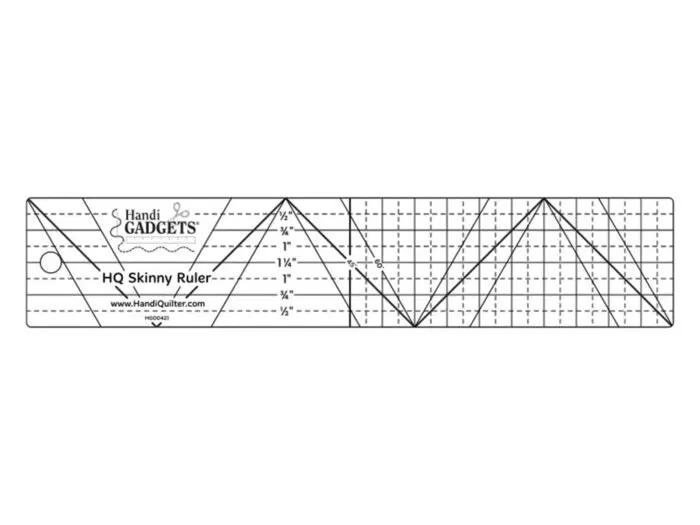 Handi Quilter Skinny Ruler - clear plastic quilting ruler with grid markings
