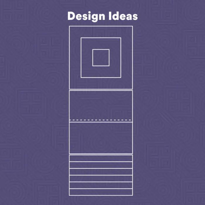 Handi Quilter Skinny Ruler, white-outline quilting ruler on purple design ideas background