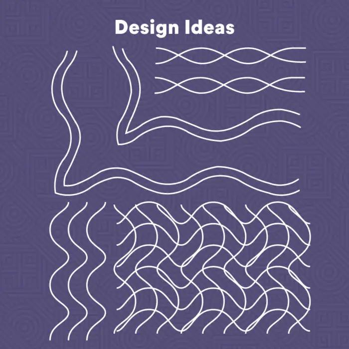 Handi Quilter Wiggle Wave Ruler design ideas with white wave patterns on a purple background