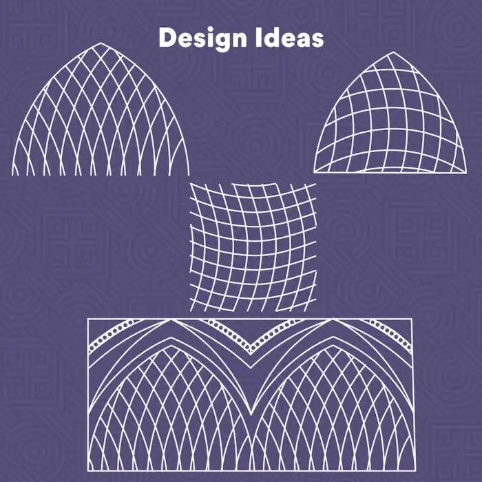 Handi Quilter Curved Crosshatch Set of 2 quilting rulers on purple background.