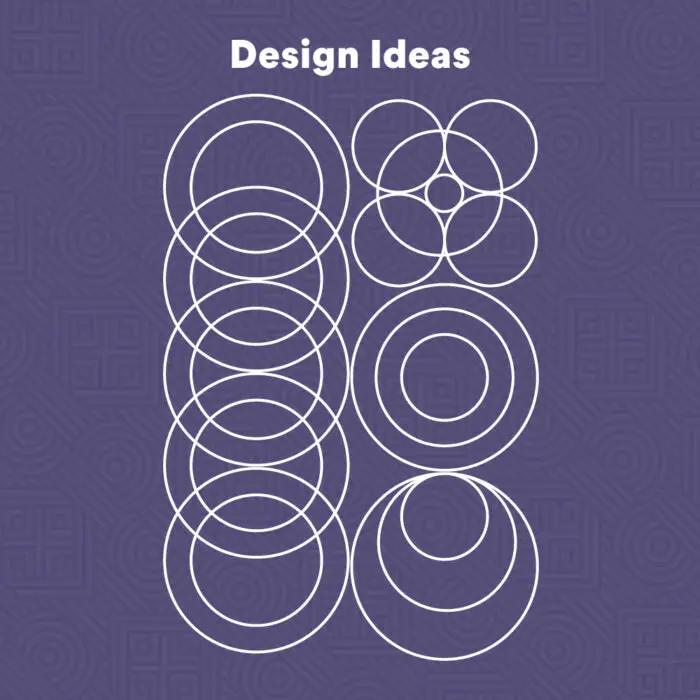 Handi Quilter Multi Circles Ruler, quilting ruler with white circle outlines on purple background