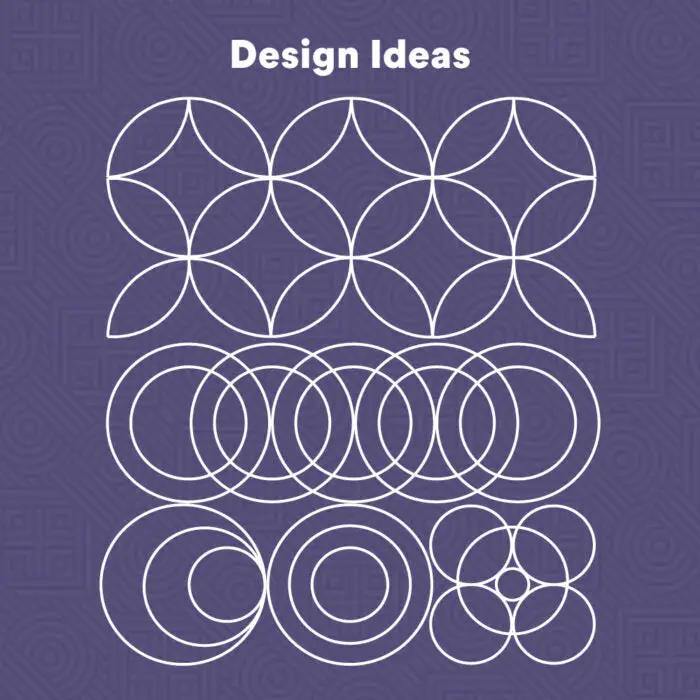 Handi Quilter Solid Circle Set of 5 Quilting Rulers; white circle patterns on purple background