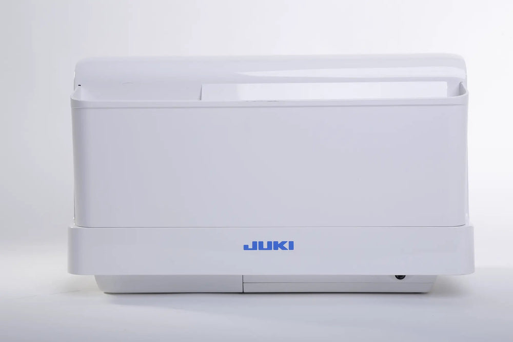 Juki HZL-DX7 sewing machine, white computerized model with blue JUKI logo