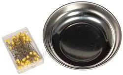 Handy Helpers 4in magnetic pin bowl with pins, metal bowl and pin container