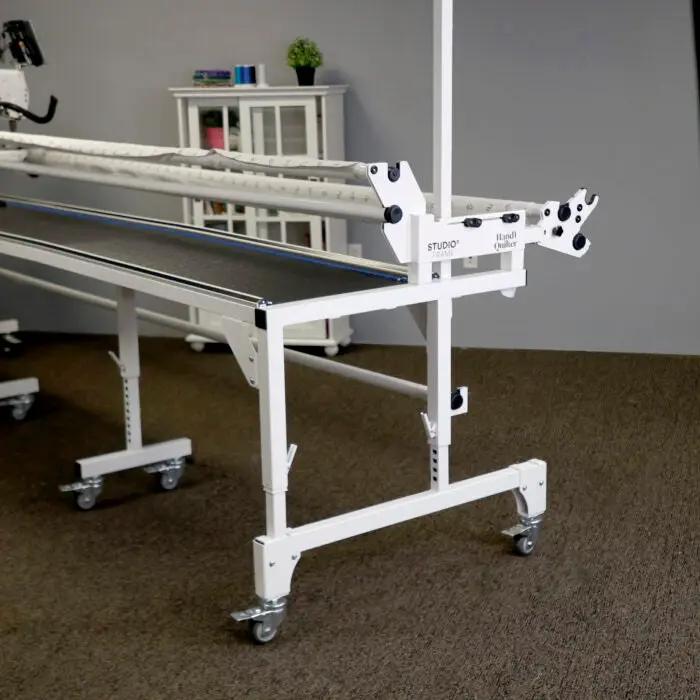 Handi Quilter Studio 3 Height Increase Kit for quilting frame extension tables, white metal construction.