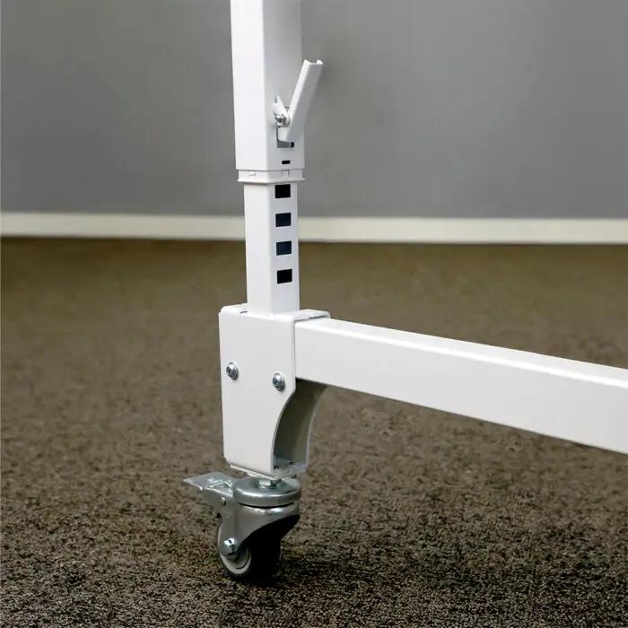 Handi Quilter Studio 3 height increase kit, white metal frame leg with adjustable post and caster wheel