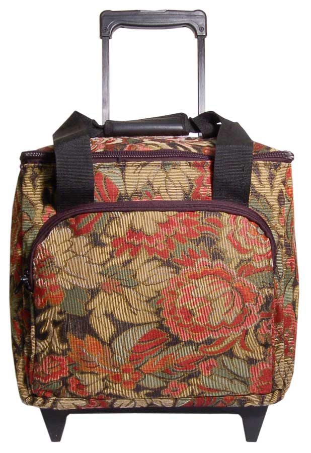 Hemline Burgundy Floral Sew Easy Serger Trolley MR4681.H1