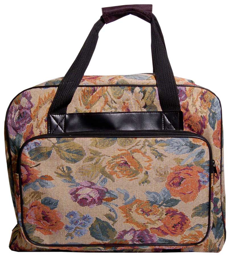 Hemline Cream Floral Sewing Machine Tote Bag