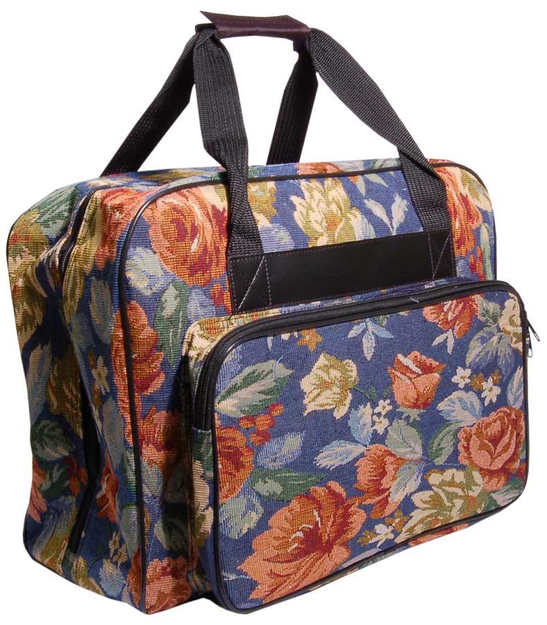 Hemline Blue Floral Sewing Machine Tote Bag