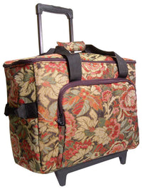 Hemline Burgandy Floral Sewing Machine Trolley MR4680.H1