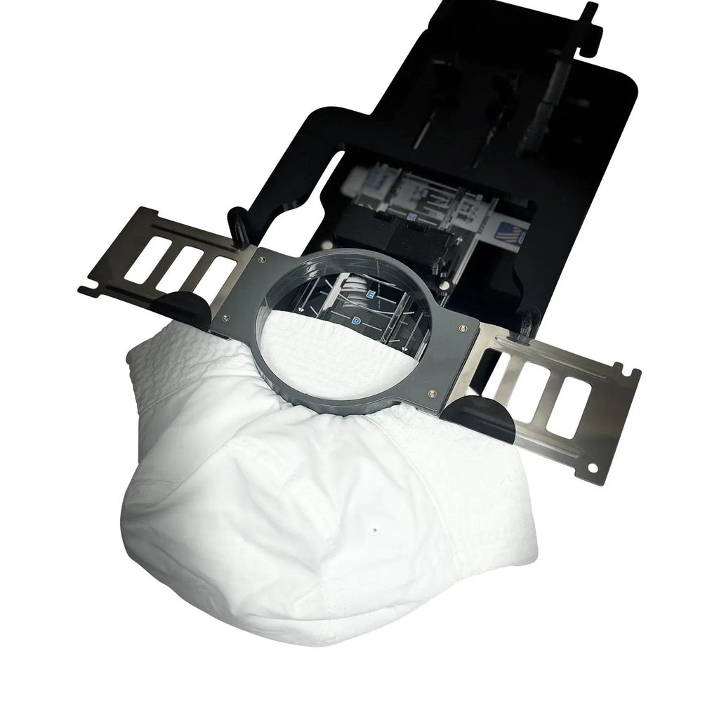 Hooper Mini with Combo Bracket System by Tex Inc; compact hooping station with black bracket and silver frame.