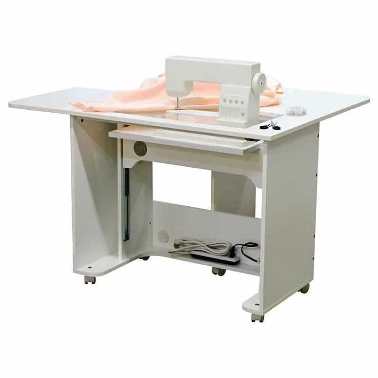 Horn 5230EL Space Saver Cabinet white sewing cabinet on a wheeled base with top-mounted machine