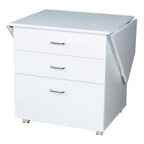 Horn Model 60 Corner Caddy Pro by Horn of America, white 3-drawer cabinet on casters