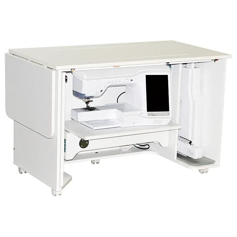 Horn 6330EL Space Saver Deluxe sewing cabinet in white with built-in sewing machine