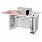 Horn 6330EL Space Saver Deluxe Cabinet, white sewing cabinet with built-in storage and sewing machine.