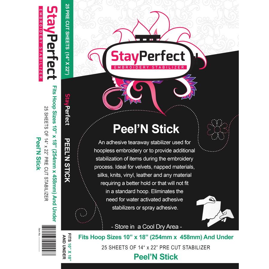 StayPerfect Peel N Stick Pre Cut Stabilizer Sheets 25 pack - Sewingmachinesplus.com