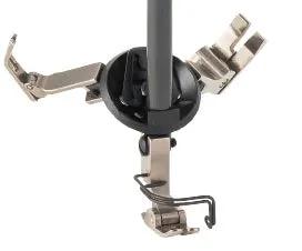 Turret presser foot for Juki DDL-9000C with silver metal feet and black mounting hub