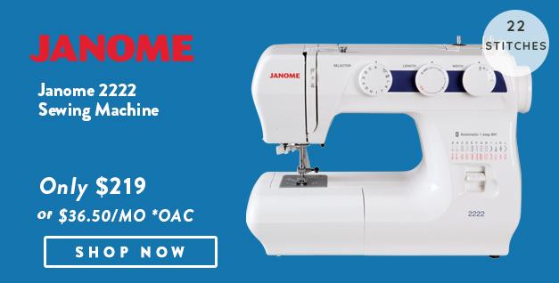 Janome 2222 Sewing Machine Banner with offer details
