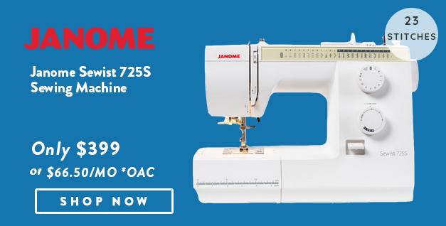 Janome Sewist 725S Sewing Machine banner with offer details