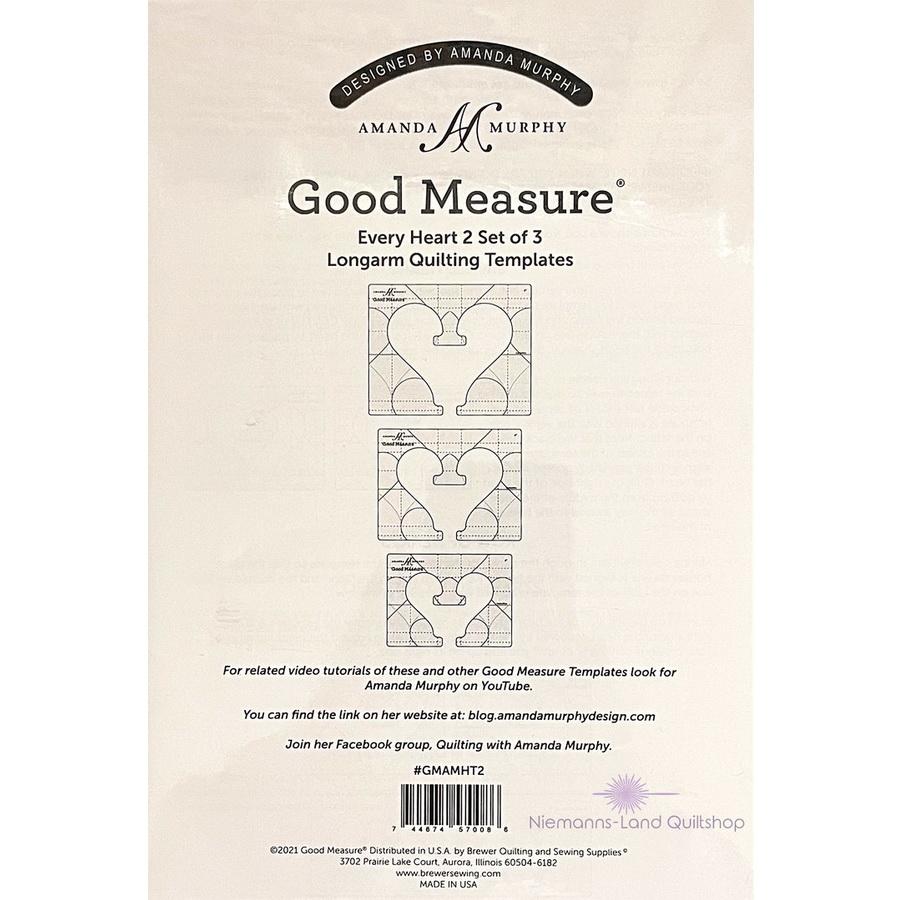 Good Measure Every Heart 2 Quilting Template Ruler 3 PC Set - Sewingmachinesplus.com