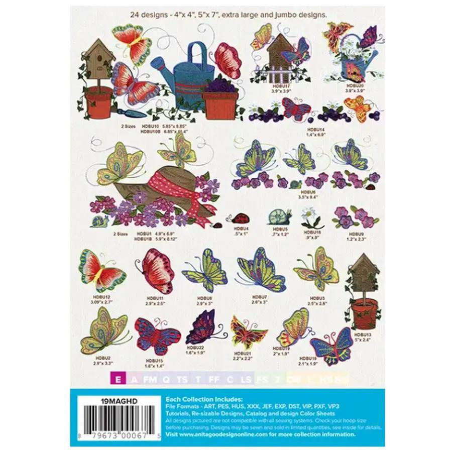 Anita Goodesign Butterflies embroidery designs sheet with 24 colorful butterfly motifs in multiple sizes