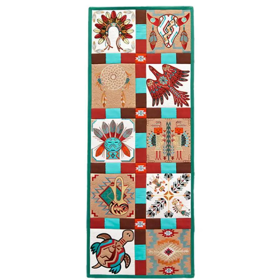 Anita Goodesign Navajo Quilt embroidery design 188AGHD featuring turquoise, red and brown quilt blocks
