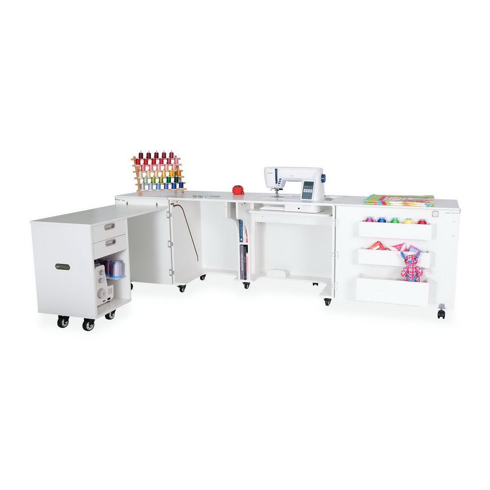 Kangaroo Sewing Furniture Aussie Studio and Dingo II WHITE Sewing Cabinets with Air Lift (AS-WHT)
