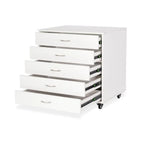 Arrow Mod 5-drawer white drawer caddy on caster wheels
