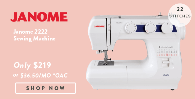 Janome 2222 Sewing Machine Banner with offer details