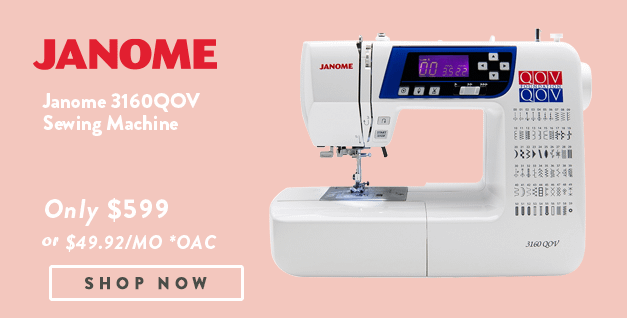 Janome 3160QOV Sewing Machine Banner Image with offer details