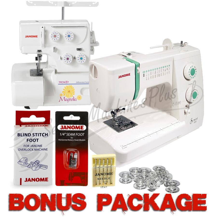 Janome Sewist 500 and Magnolia 7034D 3/4 Serger Package & FREE BONUS