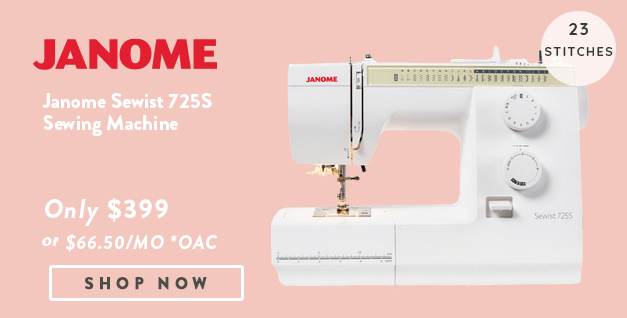 Janome Sewist 725S Sewing Machine banner with offer details