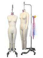 PGM-Pro 605A dress form set: female and junior full-body forms on wheeled stands