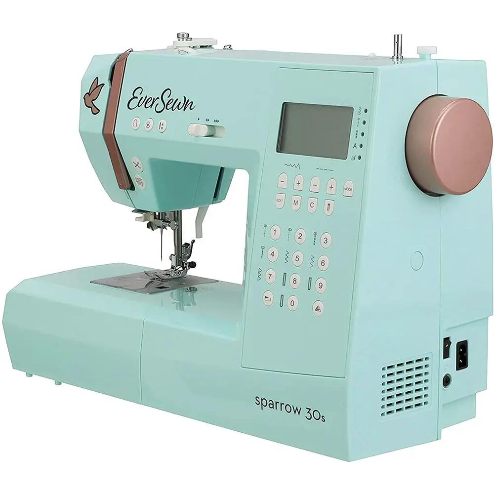 EverSewn Sparrow 30S sewing machine, mint teal, with extension table