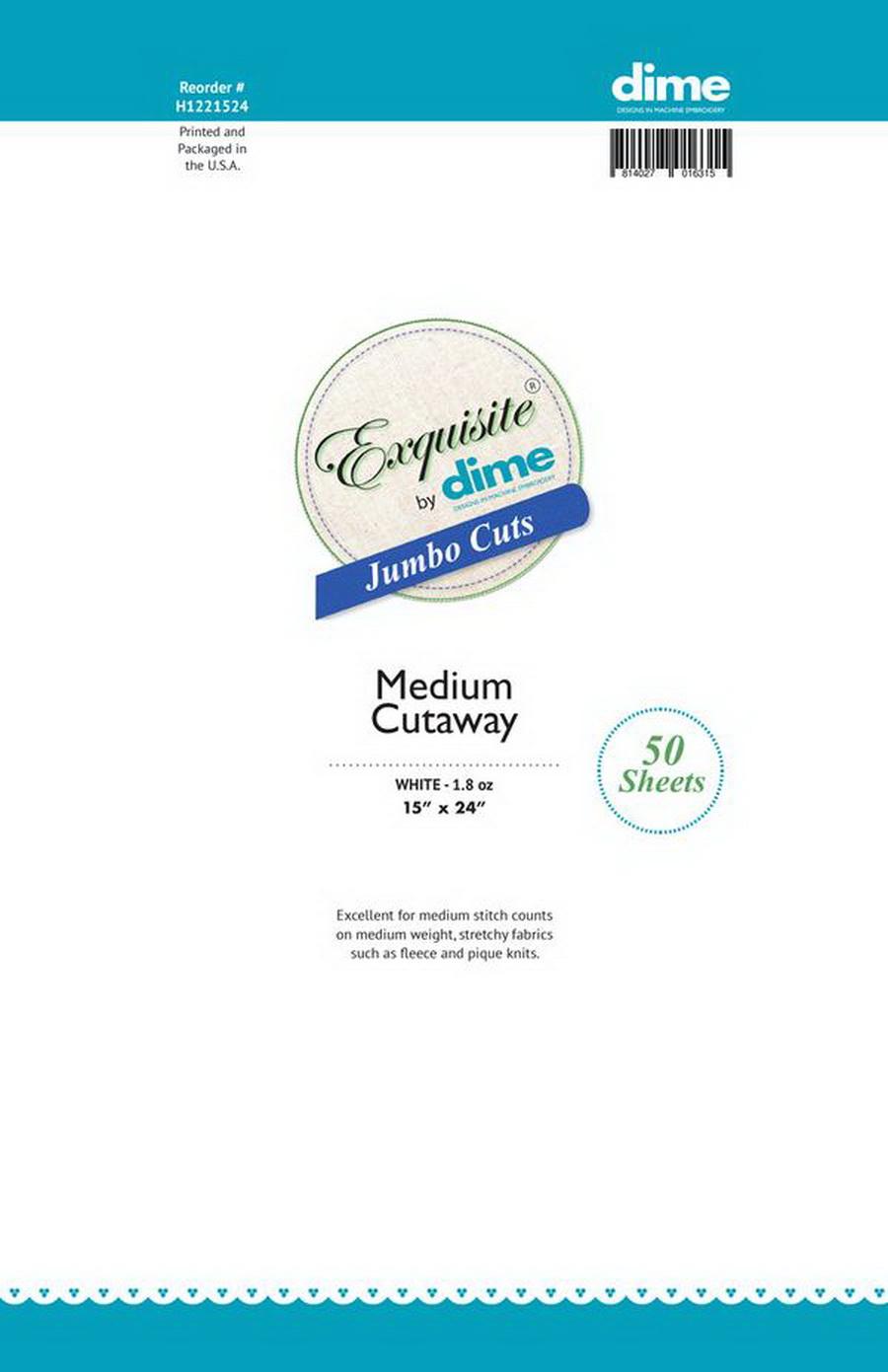 DIME Exquisite Jumbo Cuts (15" x 24" Medium Cutaway - 50 sheets) - Sewingmachinesplus.com