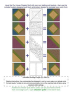 Dime Our House Cheater Quilt with Designs quilting templates; shows multicolor block layouts and embroidery designs.