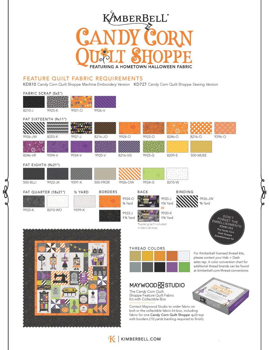 KimberBell Designs Candy Corn Quilt Shoppe Quilt -ME