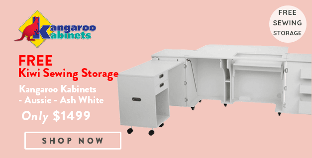 Kangaroo Sewing Furniture - Aussie II - Ash White banner with offer details