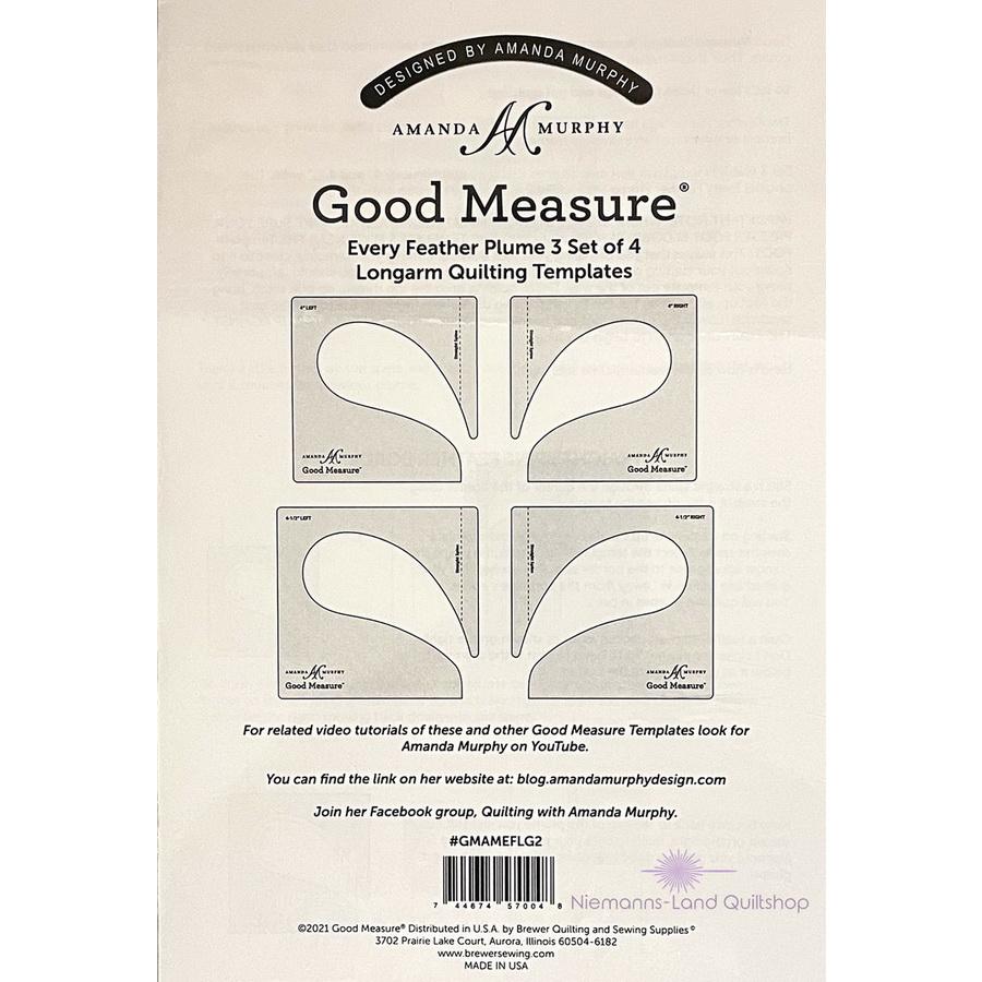 Good Measure Long Arm Every Plume 3 Quilting Template Ruler 4 PC Set - Sewingmachinesplus.com
