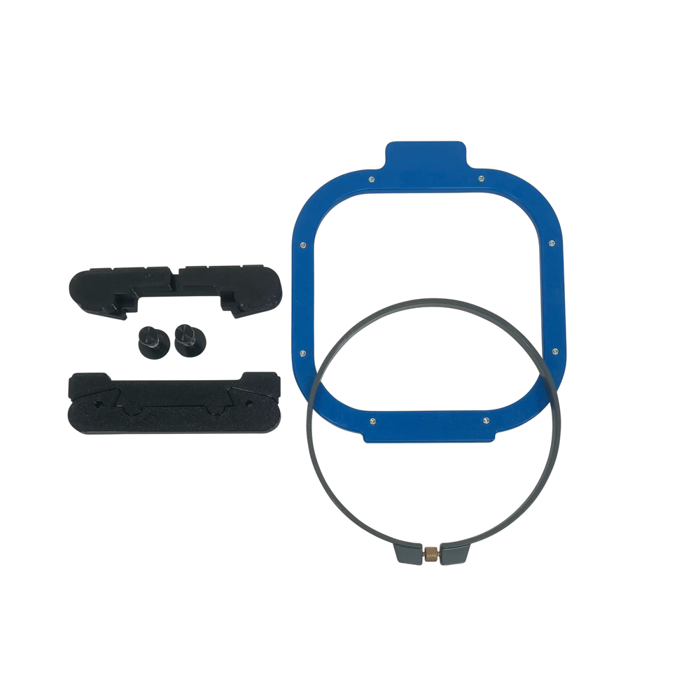 Leveler Pro Combo Bracket Set for Mighty & Round Hoops by Tex Inc; blue frame with black spacers and hardware