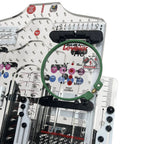 All in 1 Leveler Pro hooping station by Tex Inc; clear acrylic frame with a green hoop