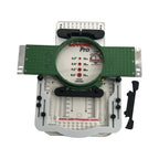All in 1 Leveler Pro hooping station by Tex Inc with green circular hoop on white base