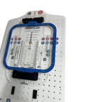 Leveler Pro Plus Hoop Kit Add-On for Tex Inc Hooping Station, blue frame on white pegboard