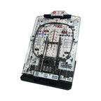All in 1 Leveler Pro XL hooping station by Tex Inc; clear acrylic construction with metal pegs and black base.