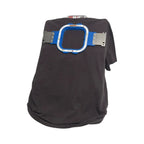 All in 1 Leveler Pro XL hooping station by Tex Inc on a dark shirt, blue frame