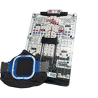 All in 1 Leveler Pro XL hooping station with a clear acrylic frame and blue embroidery hoop by Tex Inc