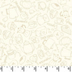 Dessert First Cream Sweet Toile quilting fabric with delicate dessert and tea motifs by Maywood Studio